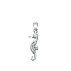 SEAHORSE Sterling Silver CZ Pendant Necklace 925 with Fashion Jewelry Pouch new